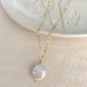 Real Pearl Necklace in 14k gold/ sterling silver dainty bridesmaids gift jewelry